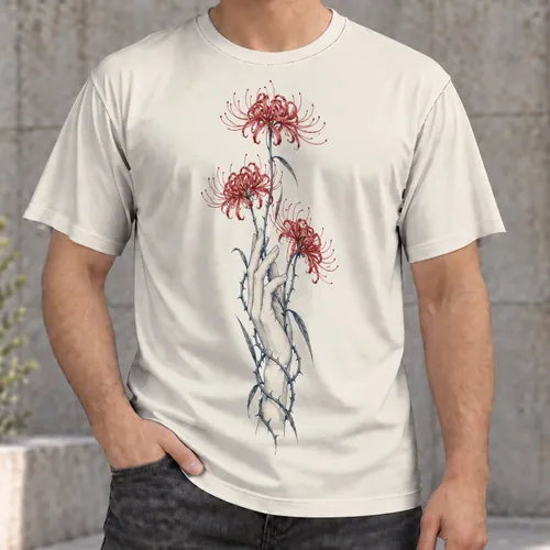 Red Spider Lilies and Delicate Hand for Everyday Artful Style All-over Print Unisex T-shirt