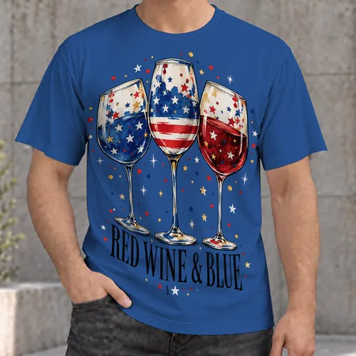 Red Wine And Blue Wine Glasses For Fourth Of July Celebrations And Summer Gatherings All-over Print Unisex T-shirt