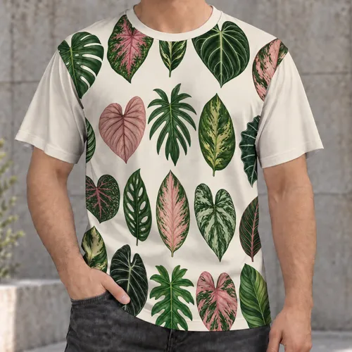 Variegated Tropical Leaves for Botanical Style and Everyday Nature Lovers All-over Print Unisex T-shirt