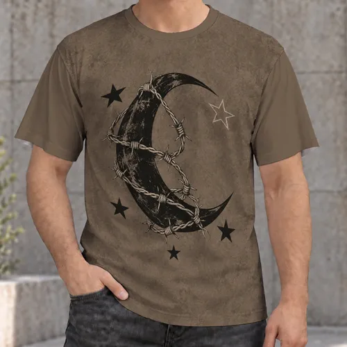 Crescent Moon And Barbed Wire Night Sky For Alternative Casual Everyday Wear Gift All-over Print Unisex T-shirt
