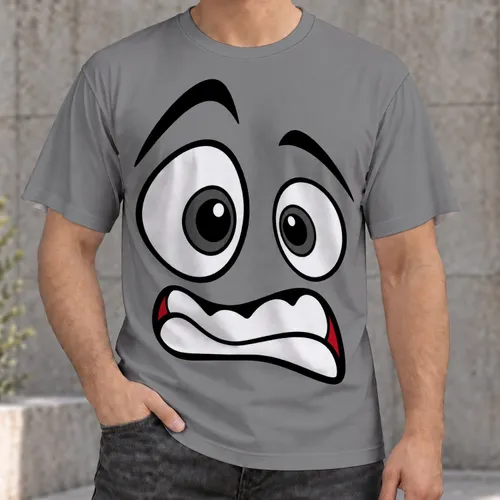Angry Cartoon Face With Crooked Grin for Bold Everyday Street Style All-over Print Unisex T-shirt