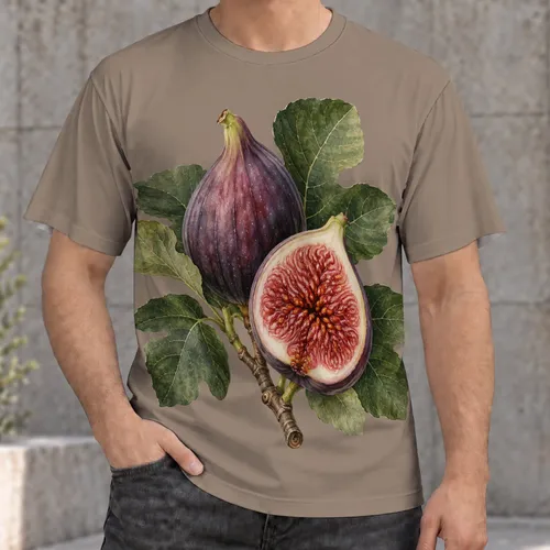Realistic Fig and Leaf Botanical Still Life for Casual Days, Gardening and Nature Lovers All-over Print Unisex T-shirt