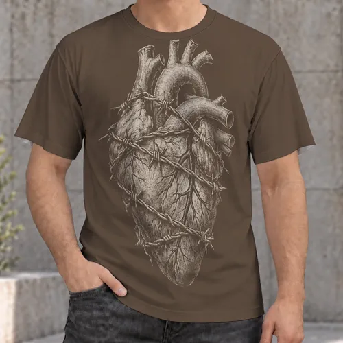 Barbed Wire Anatomical Heart for Alternative Everyday Style and Couples All-over Print Unisex T-shirt