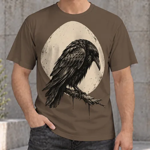Raven Beneath a Full Moon for Moody Gothic Streetwear and Everyday Night Owl Style All-over Print Unisex T-shirt