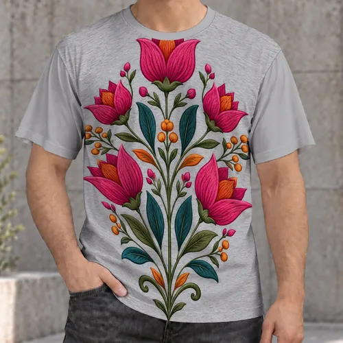 Vibrant Folk Floral Bouquet for Everyday Casual Style and Nature Loving Adults All-over Print Unisex T-shirt