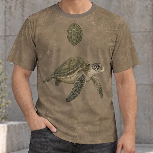 Sea Turtle Naturalist Illustration for Coastal Everyday Adventures and Ocean Lover Gifts All-over Print Unisex T-shirt