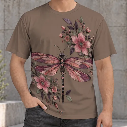 Rose Dragonfly and Floral Garden for Nature Lovers and Everyday Outings All-over Print Unisex T-shirt