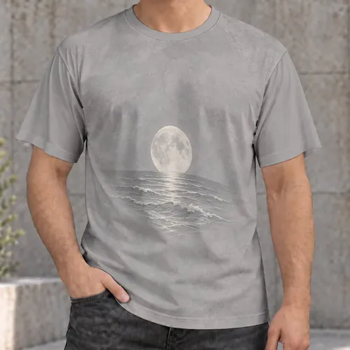 Moonlit Waves Scene for Calm Coastal Days and Everyday Wear All-over Print Unisex T-shirt