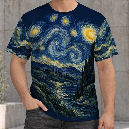 Swirling Starry Night Sky for Art Lovers, Dreamy Stargazing Gift for Teens and Adults All-over Print Unisex T-shirt