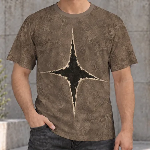 Distressed Four Point Starburst for Everyday Streetwear and Casual Weekend Style All-over Print Unisex T-shirt