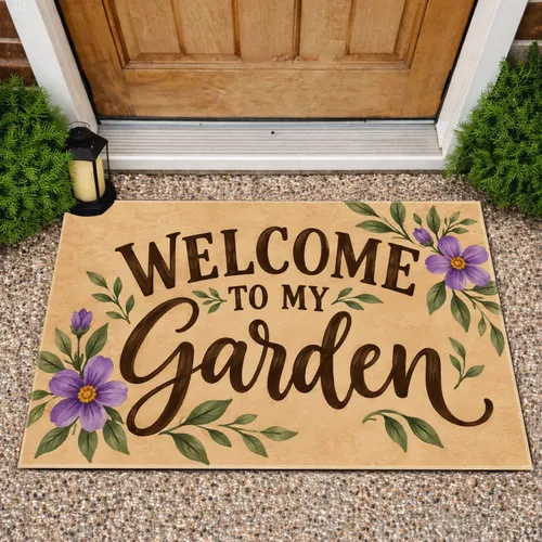Welcome to My Garden Floral Entryway Greeting for Garden Lovers and Plant Enthusiasts Doormat