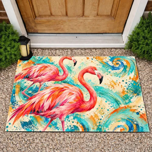 Vibrant Pink Flamingos for Coastal Homes and Tropical-Inspired Everyday Living Spaces Doormat