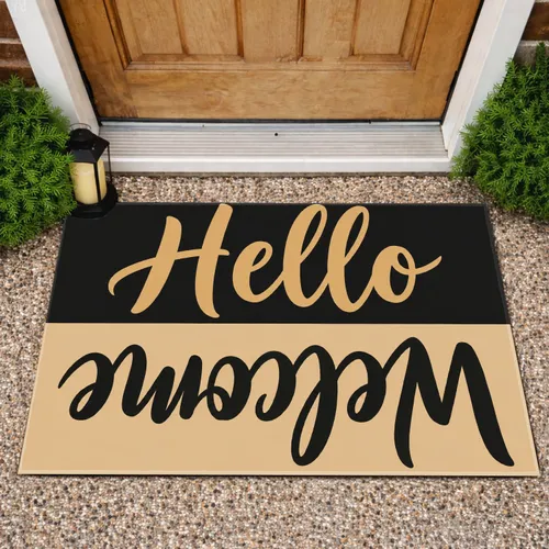 Hello Welcome Two-Tone Entryway Greetings for Warm Homecomings and Housewarming Gifts Doormat