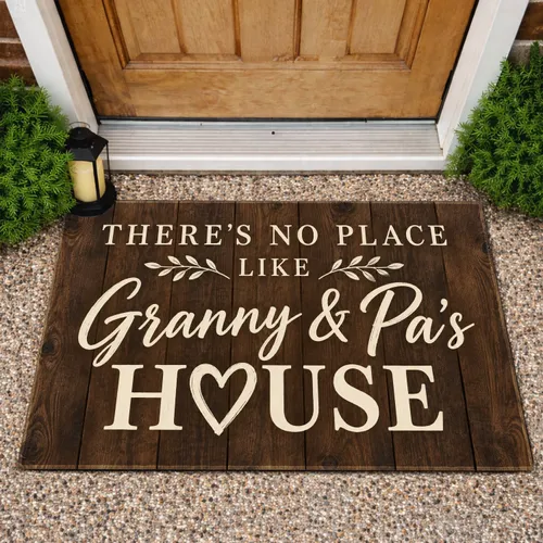 Rustic Woodgrain Granny & Pa's House Message for Family Visits and Grandparent Gifts Doormat