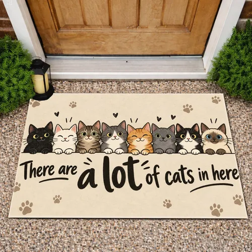 Eight Curious Cats And Playful Home Saying For Cat Lovers And Cozy Everyday Entryways Doormat