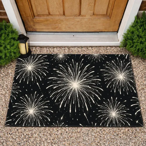 Charcoal And Ivory Fireworks for Festive Entryways and Year-Round Home Style Doormat