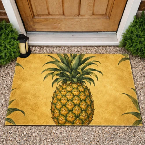 Vintage Pineapple Botanical Style for Tropical Farmhouse Entryway and Coastal Home Decor Doormat