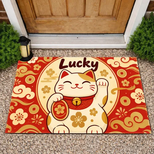 Lucky Cat Fortune Celebration for Chinese New Year Home Entryway Gift for Families Doormat