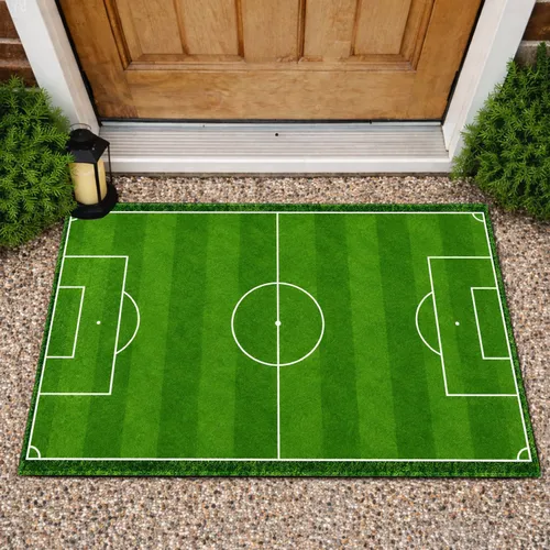 Soccer Field Green Turf for Game Day Gatherings and Sports-Loving Families at Home Doormat
