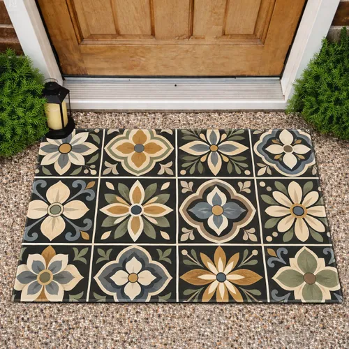 Vintage Floral Tile Motifs for a Cozy Cottage Entryway and Everyday Home Living Doormat