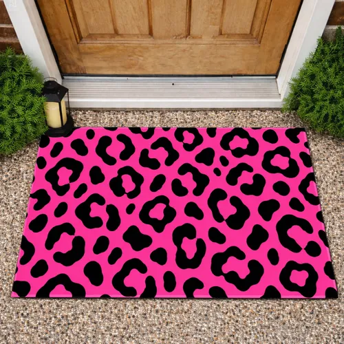 Hot Pink Leopard Spots for Bold Maximalist Entryway Style and Animal Lover Gifts Doormat