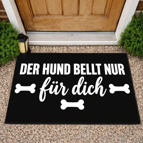German Dog Barking Saying With Bone Accents for Pet Lovers and Dog Owner Households Doormat