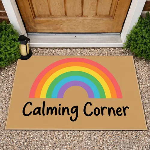 Rainbow Arc Calming Corner for a Peaceful Home Entry and Mindful Everyday Living Doormat
