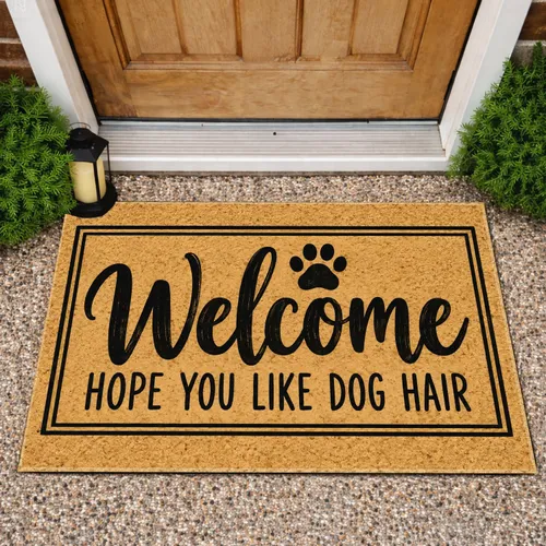Dog Hair Humor Welcome Lettering for Pet Lovers and Proud Dog Owners at Home Decor Doormat
