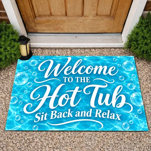 Hot Tub Welcome Lettering for Spa Retreats and Relaxing Backyard Gatherings at Home Doormat