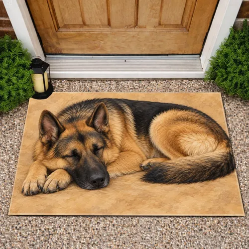 Sleeping German Shepherd Dog Portrait for Cozy Pet-Loving Homes and Welcoming Entryways Doormat