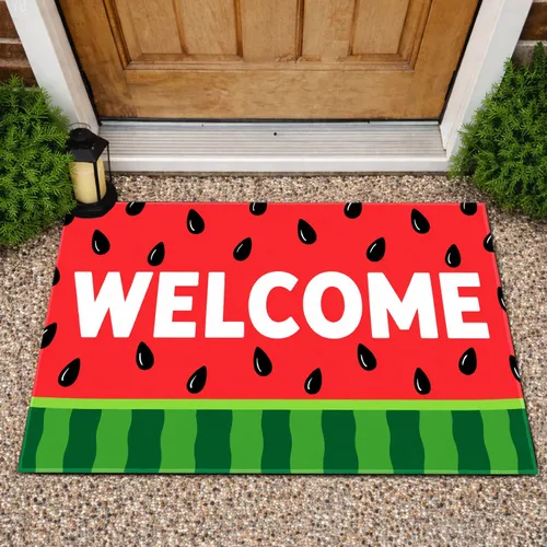Watermelon WELCOME Summer Entryway Accent for Bright Homes and Seasonal Gatherings Doormat