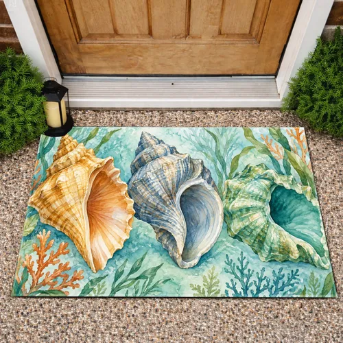 Ocean Shells for Coastal Entryways and Relaxed Seaside Living in Beach House Style Doormat