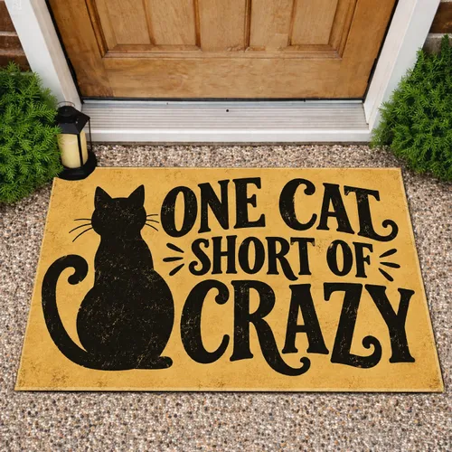Quirky Black Cat Silhouette with Witty Cat Lover Humor for Cozy Home Entryway Style Doormat
