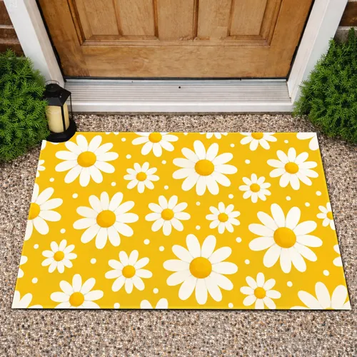 Golden Yellow Daisy Blooms for Cheerful Springtime Homes and Bright Everyday Living Doormat