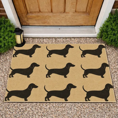 Dachshund Silhouettes for Dog Lovers and Cozy Country Home Entryway Decorating Doormat