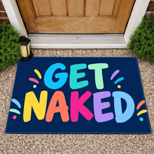 Get Naked Colorful Bathroom Lettering for Playful Home Decor and Guest Laughs Doormat