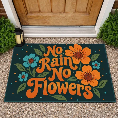 No Rain No Flowers Floral Blooms for a Cheerful Everyday Entryway and Home Life Doormat