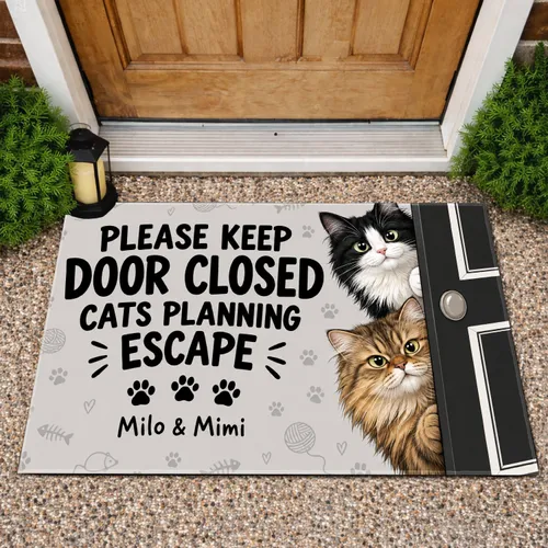 Mischievous Peeking Cats, A Playful Touch For Cat Lover Homes Doormat