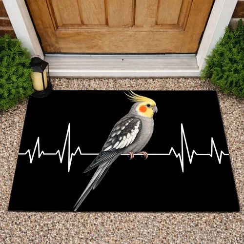 Cockatiel Heartbeat Accent for Bird Lovers and Pet-Friendly Home Entryway Decor Doormat