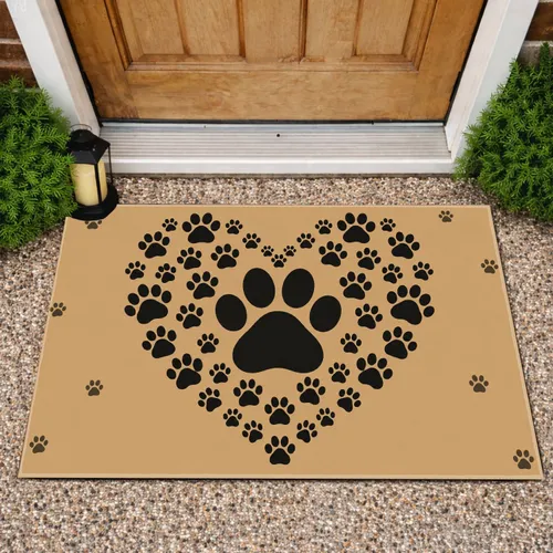 Heart Paw Prints for Cozy Pet-Loving Homes and Everyday Entryway Charm with Pets Doormat