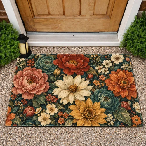 Vintage Multicolor Botanical Blooms for Welcoming Nature-Inspired Entryways and Cozy Homes Doormat