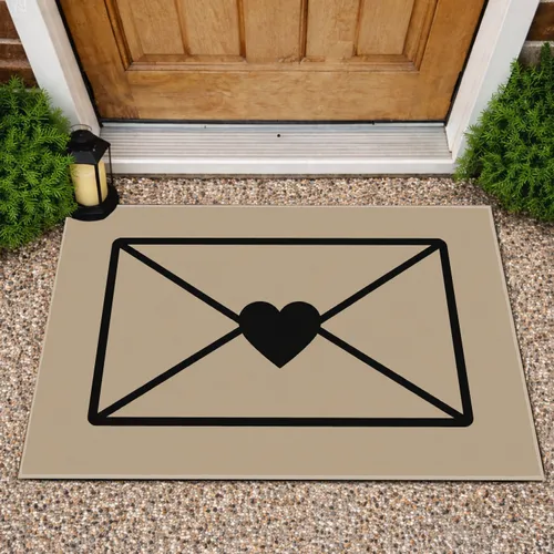 Heart Sealed Love Envelope for Valentine's Day Entryway Style and Romantic Homes Decor Doormat