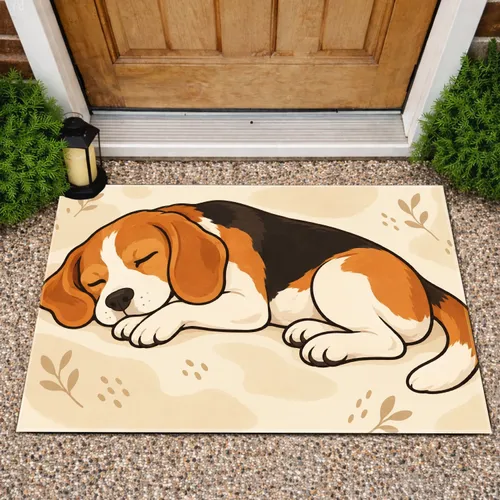 Sleeping Beagle Dog for Cozy Home Comfort and Cheerful Pet Lover Living Spaces Everyday Doormat