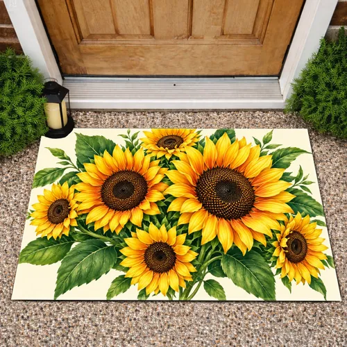 Golden Sunflower Bouquet for a Cheerful Farmhouse Entryway and Warm Seasonal Home Style Doormat