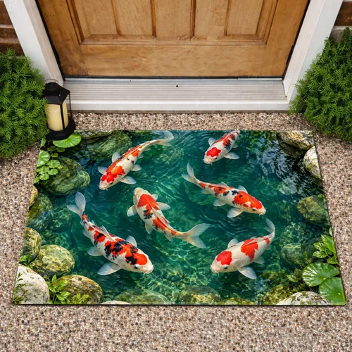 Koi Pond River Stones for Serene Outdoor Living and Japanese-Inspired Garden Style Doormat