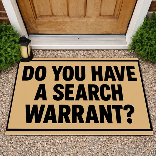 Search Warrant Question Typography for Bold Entryway Humor and Everyday Home Style Doormat