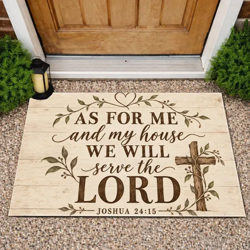 Rustic Scripture Verse With Heart And Cross For Faith-Filled Christian Family Homes Doormat