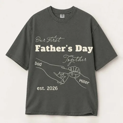 Personalized Bootleg Tee – Custom Dad & Kid Name and Year, Our First Father's Day Together Gift