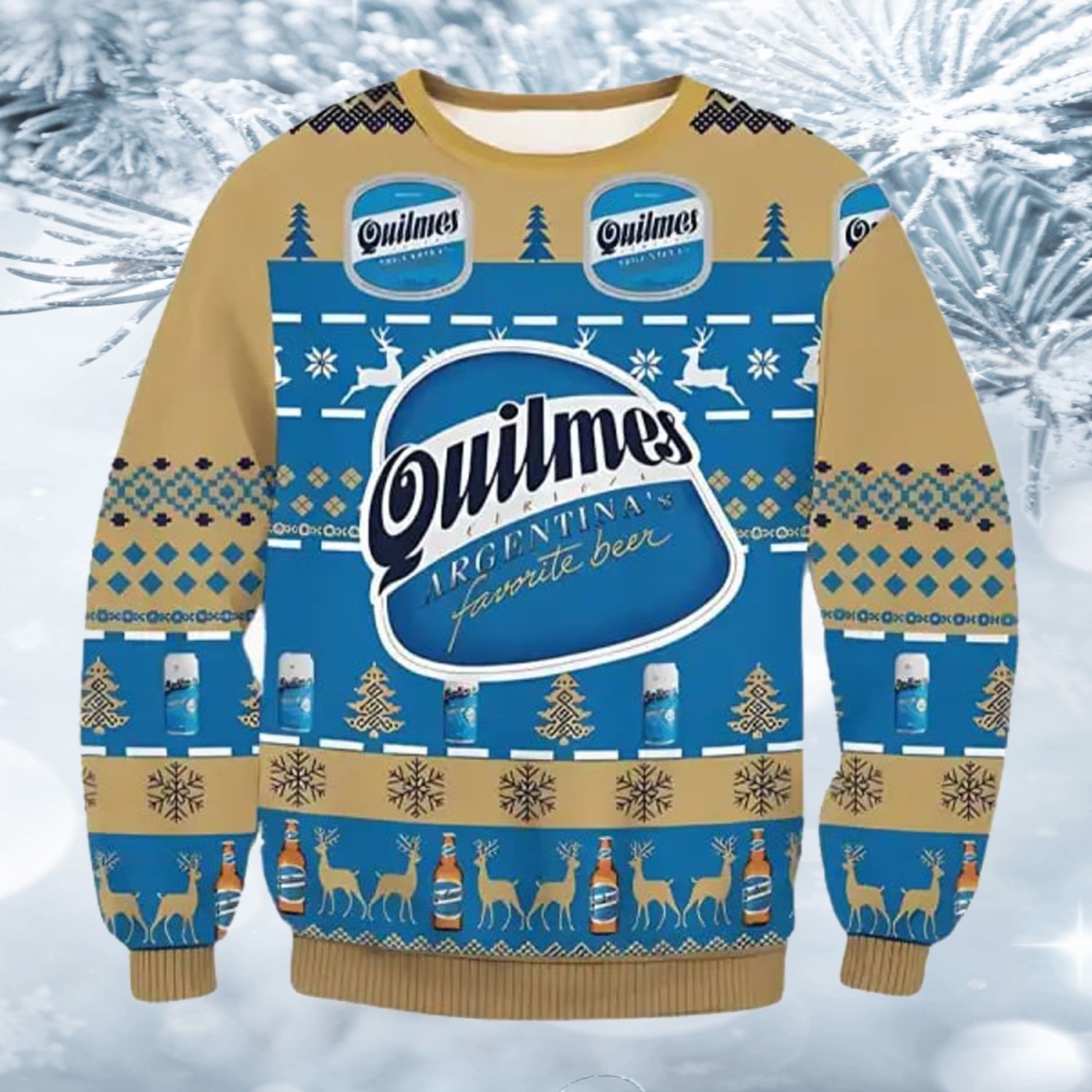 Quilmes Beer Argentina Christmas Sweater - Festive Ugly Holiday Jumper