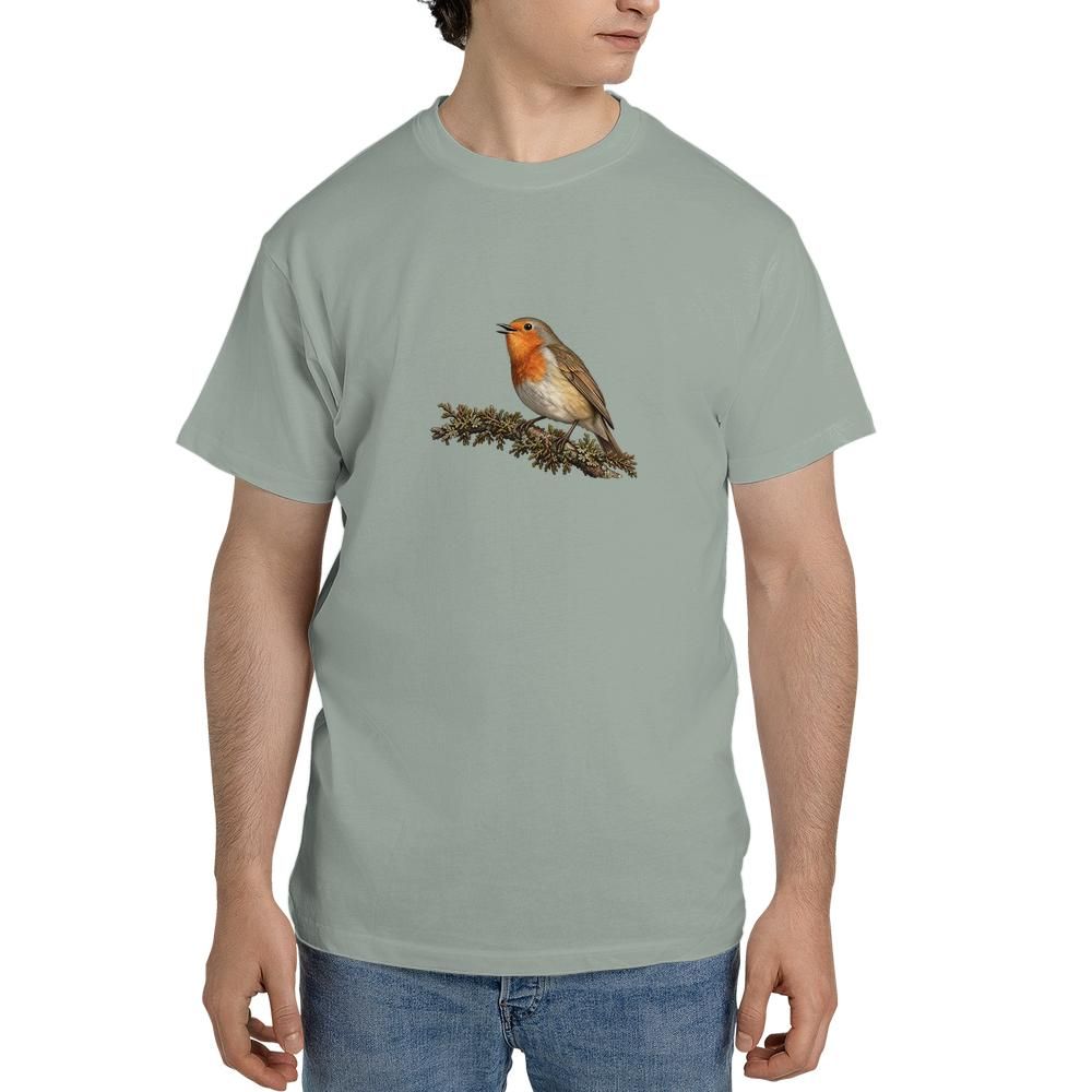 Vintage European Robin Comfort Colors T-Shirt | Bird Watcher Cottagecore Tee — Bay